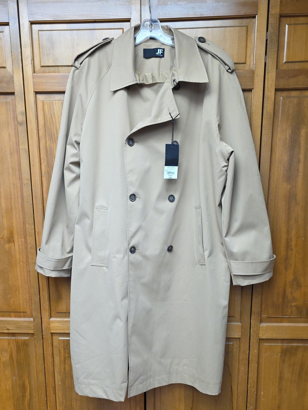 NEW JF J. Ferrar Double Breasted Midweight Trench Coat Tan Khaki Men's Size Med